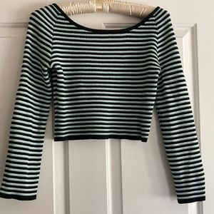 BeBe midi striped sweater - black/white/light green knit